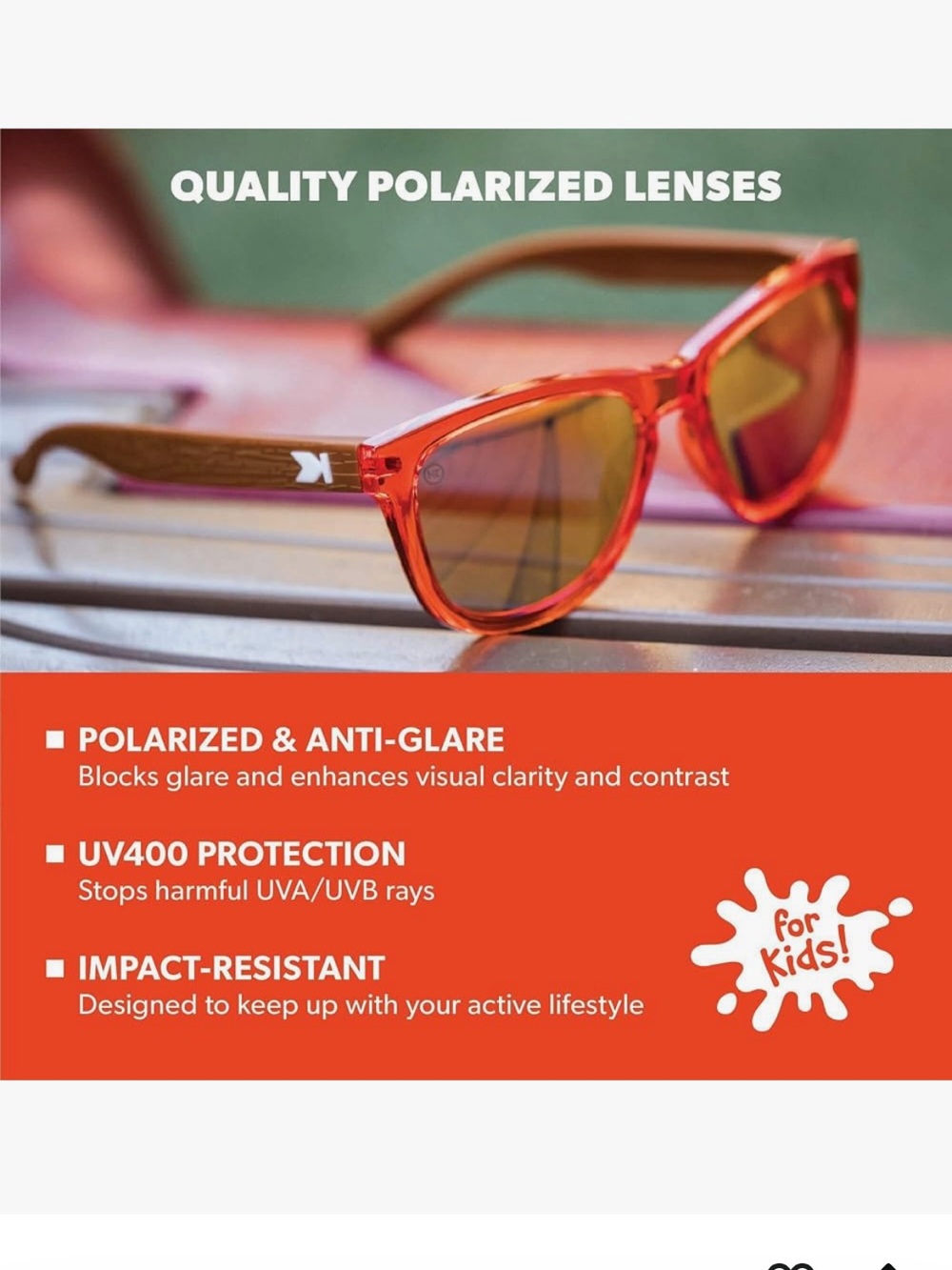 NWT Knockaround Kids Premium Polarized Sunglasses Campfire